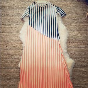 Zara blue and orange contrasting stripe maxi dress